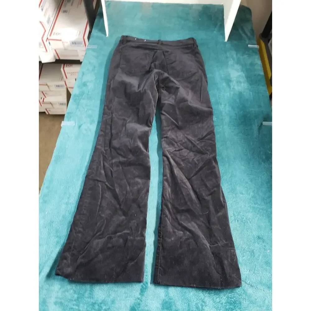 Loft Jeans Size 0 Women Black Pants Corduroy Stretch Mid Rise Flared Wide Leg